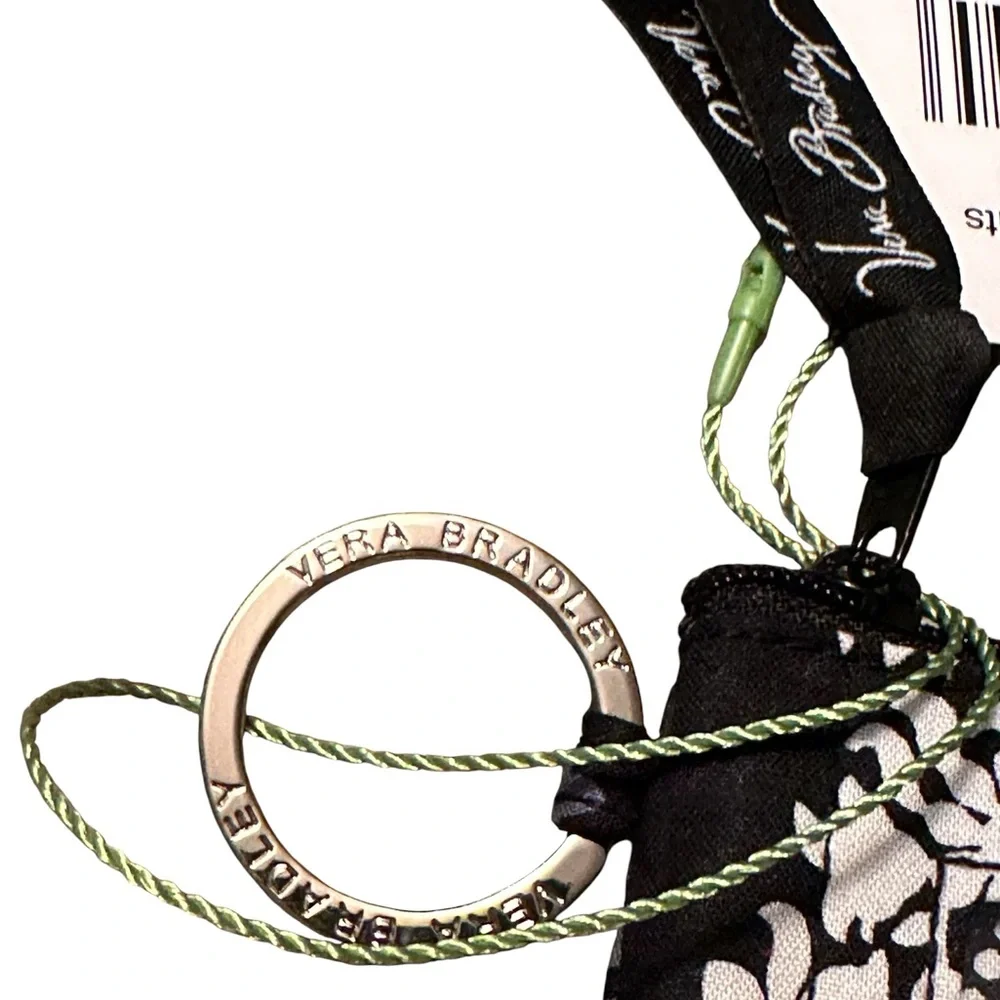 Vera Bradley Black Floral Zip ID Case Northern Lights with Key Ring - Picture 3 of 6